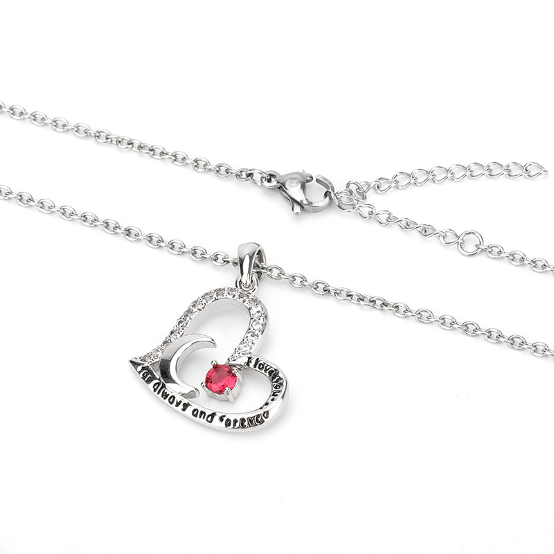 Birthstone Necklace Floating Heart Necklace