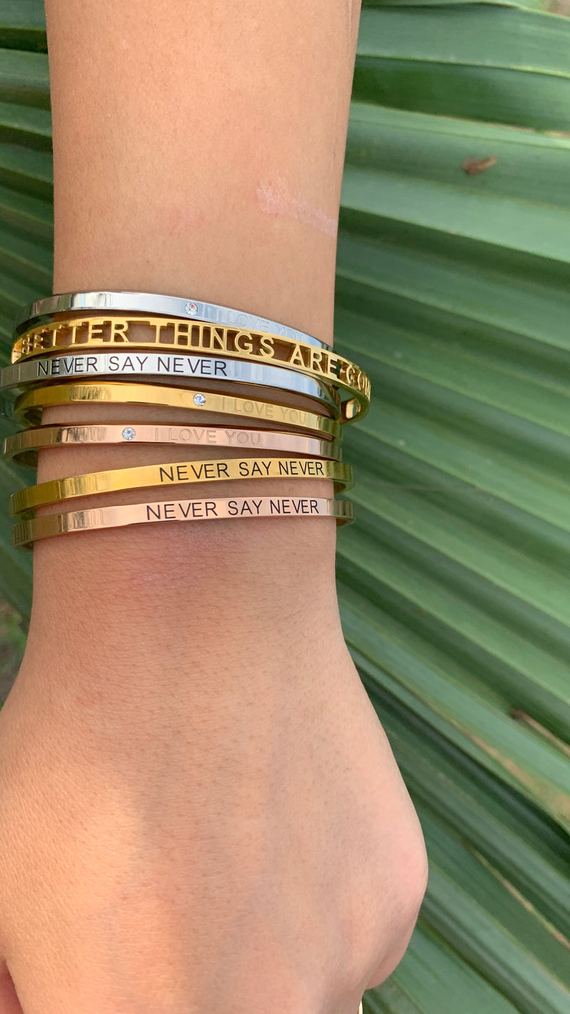 You Deserve The Best Hollow Name Bangle by MOONOstore