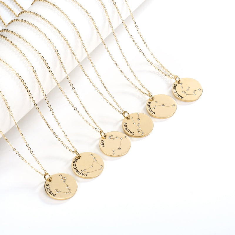 Zodiac Constellation Necklace with Horoscope Astrology Stone