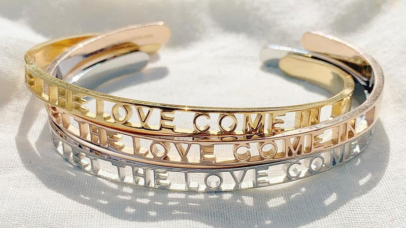 Be Grateful Hollow Name Bangle by MOONOstore