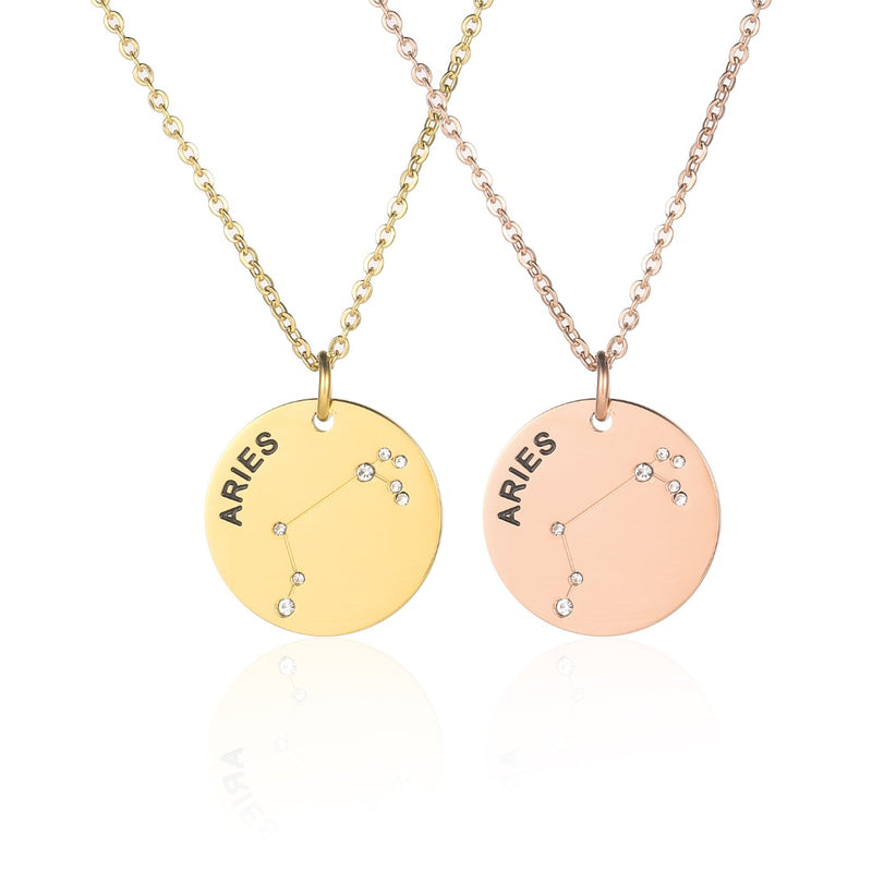 Zodiac Constellation Necklace with Horoscope Astrology Stone