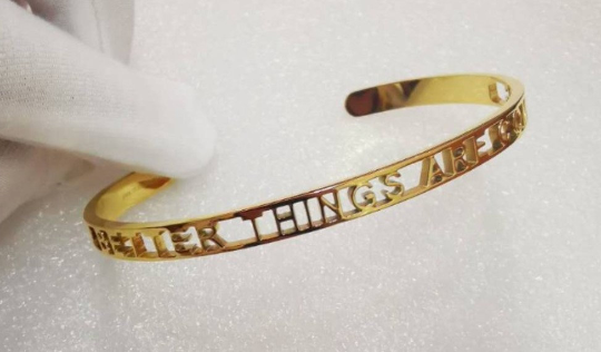 You Deserve The Best Hollow Name Bangle by MOONOstore